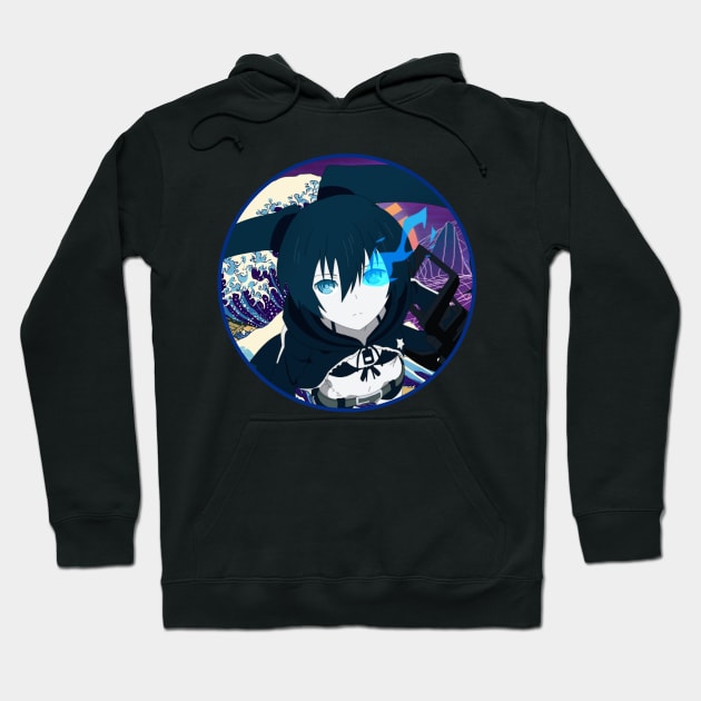 Eternal Struggle Black Rock Shooter's Cinematic Odyssey Hoodie by Skateboarding Flaming Skeleton